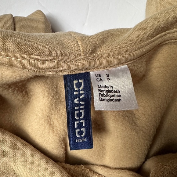 H&M Divided Men Hoodie NASA Printed Beige Sz Small Pullover kangaroo pocket - Picture 7 of 10